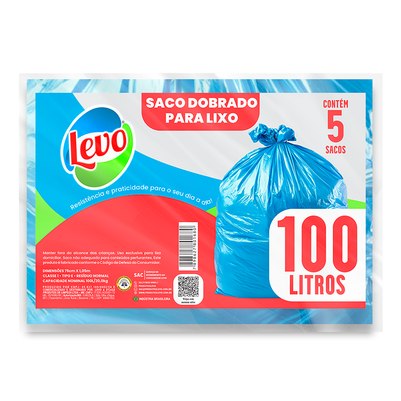 Saco para Lixo Dobrado 100L