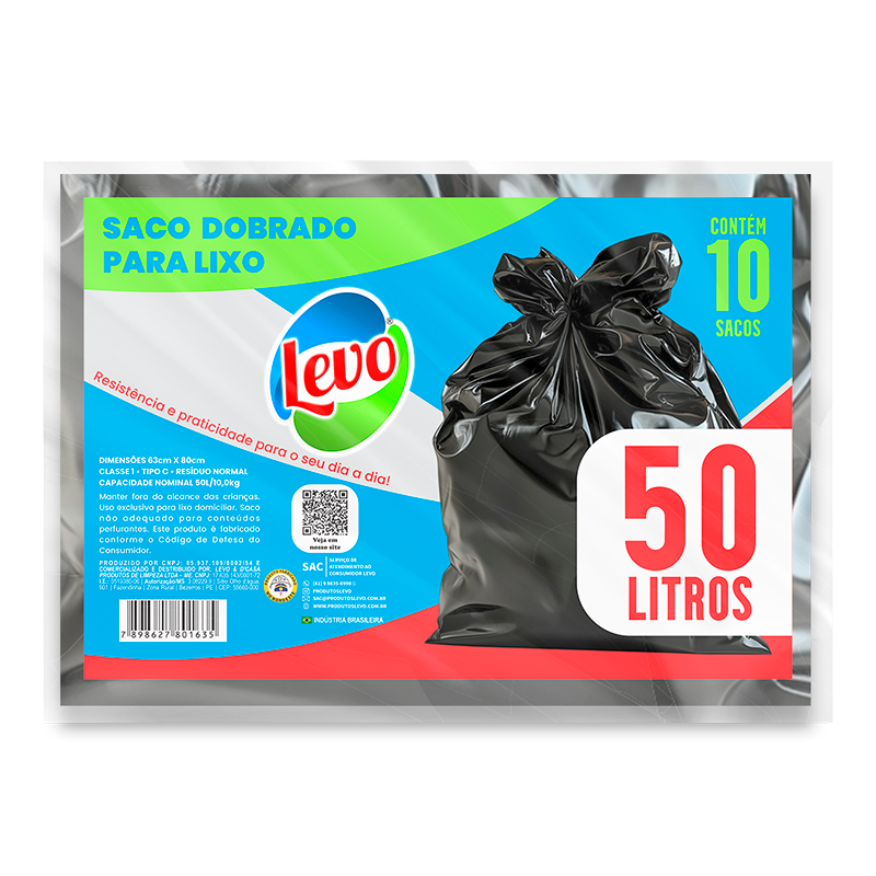 Saco para Lixo Dobrado 50L
